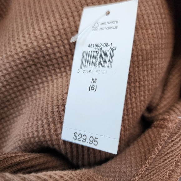 GAP Kids Waffle Henley Shirt in Brown Size M New With Tags - Picture 4 of 8